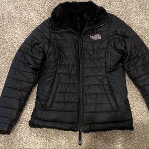 North Face girls jacket Reversible like new black